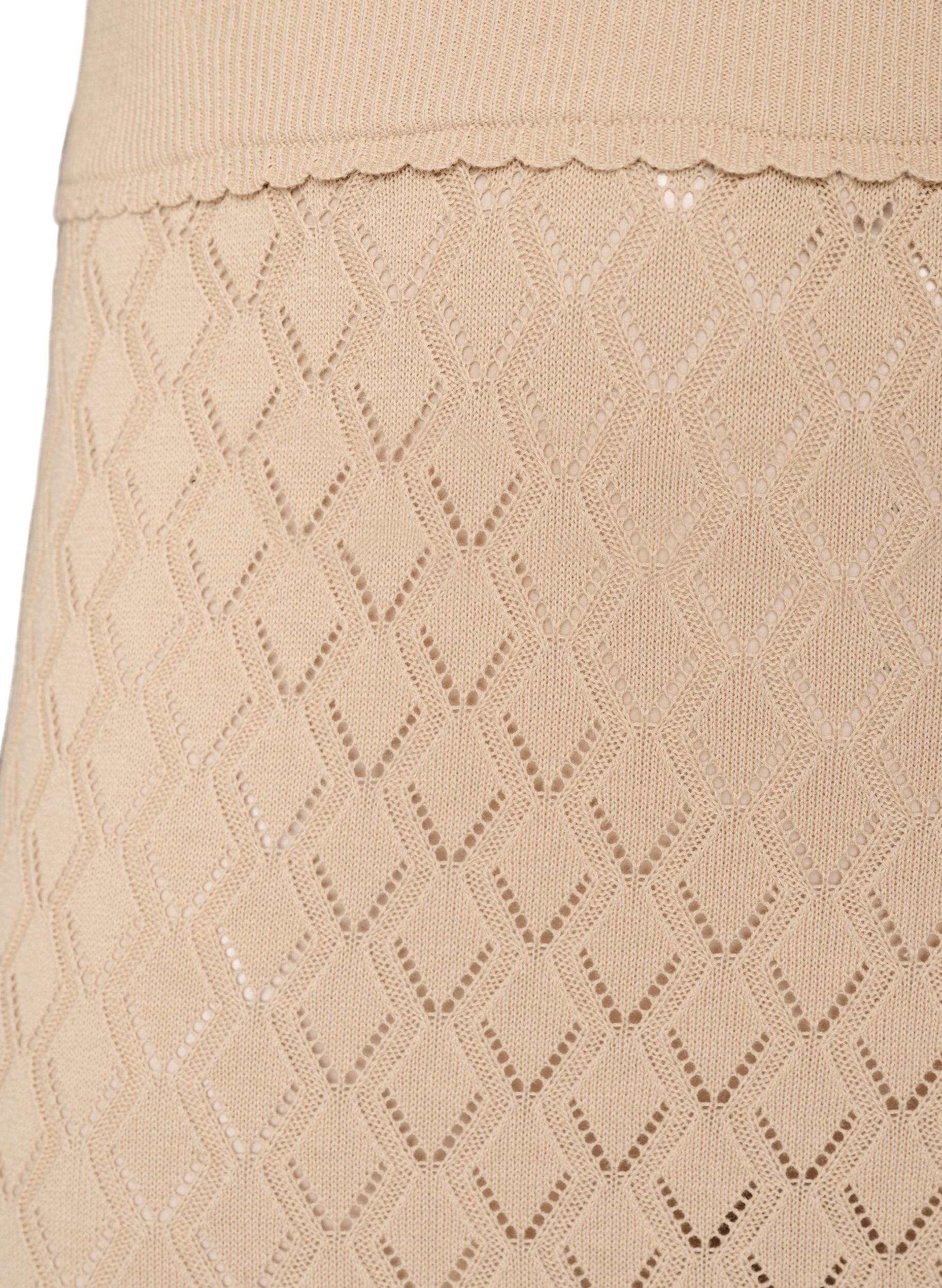 ZizziJupe tricot&eacute;e avec broderie ajour&eacute;e, Beige, Packshot image number 2