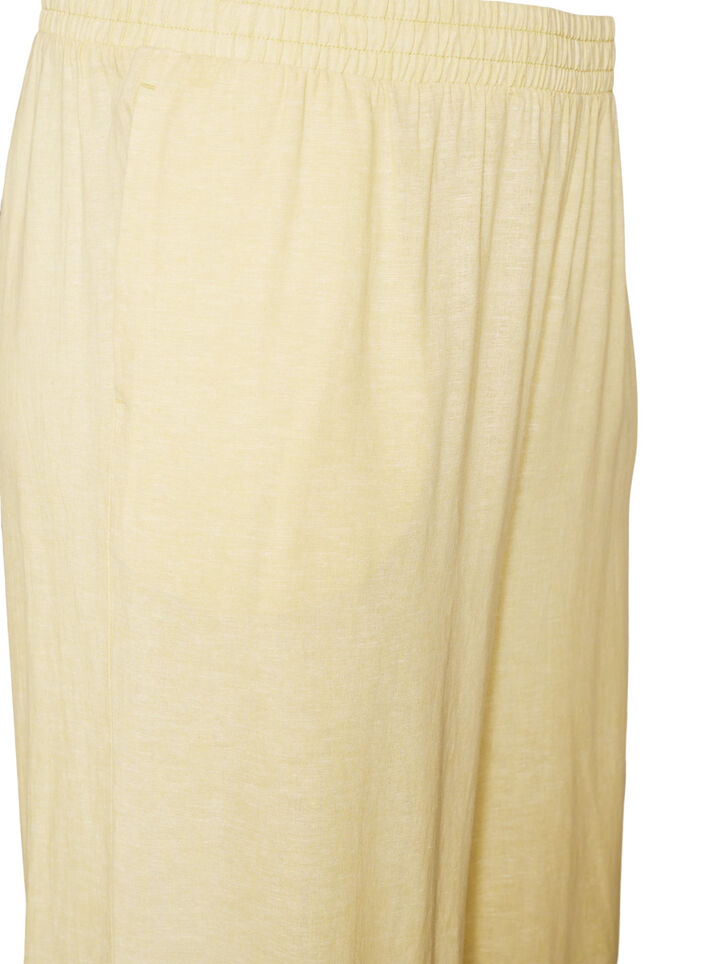 Pantalon large en lin et viscose, Jaune clair, Packshot image number 2