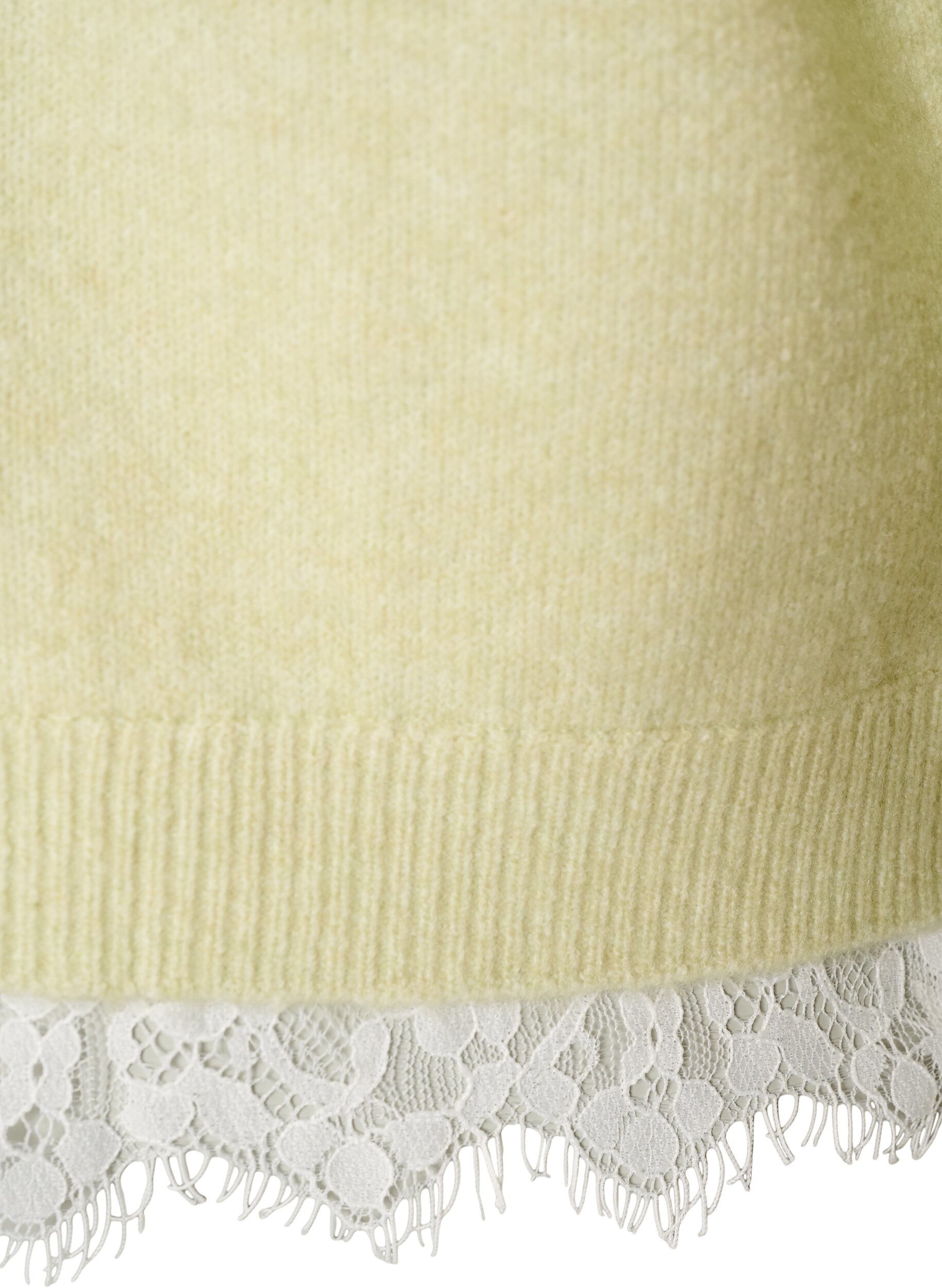 ZizziBlouse en maille avec bordure en dentelle &agrave; l'ourlet, Vert clair, Packshot image number 3