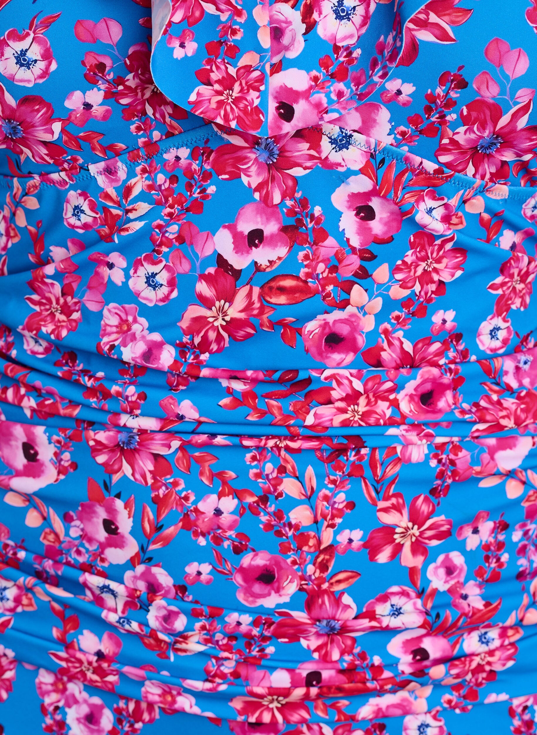 Zizzi Maillot de bain floral &agrave; volants et coussinets amovibles, Bleu intense, Packshot image number 2