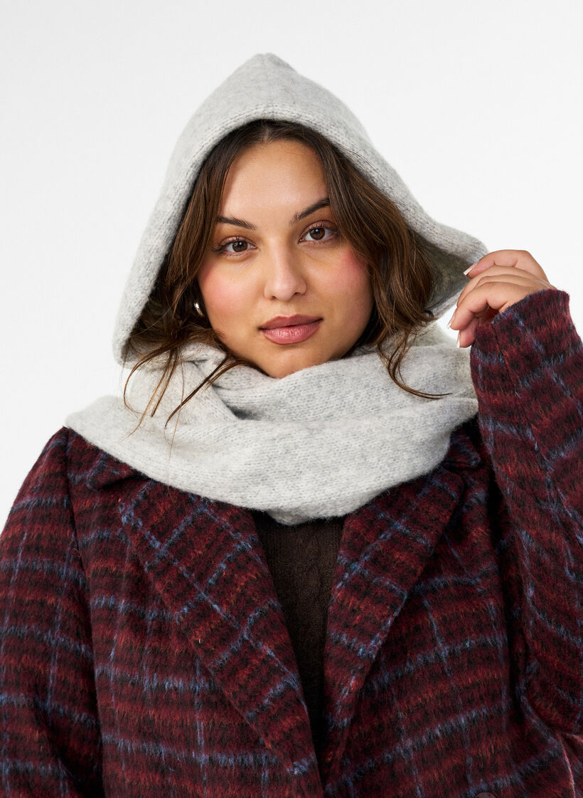 &Eacute;charpe en maille &agrave; capuche, Gris, Model image number 0