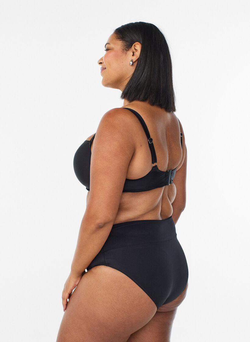 Culotte de bikini avec d&eacute;tail crois&eacute;, Noir, Model image number 1