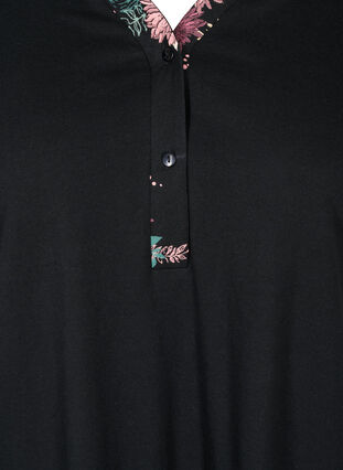 Chemise de nuit en coton bio avec détails imprimés, Black AOP Flower, Packshot image number 2
