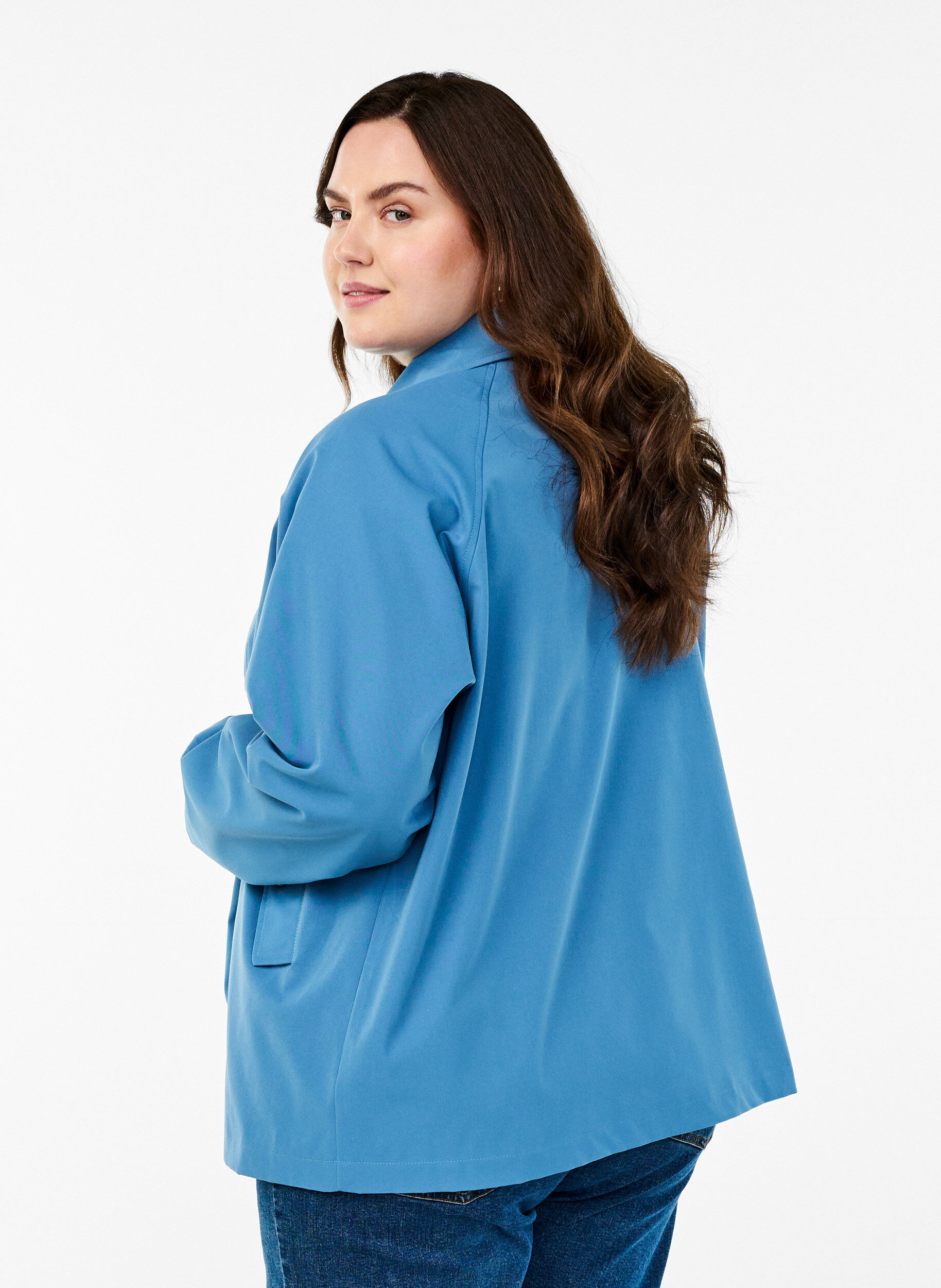 Zizzi Trench court avec poches, Bleu, Model image number 2