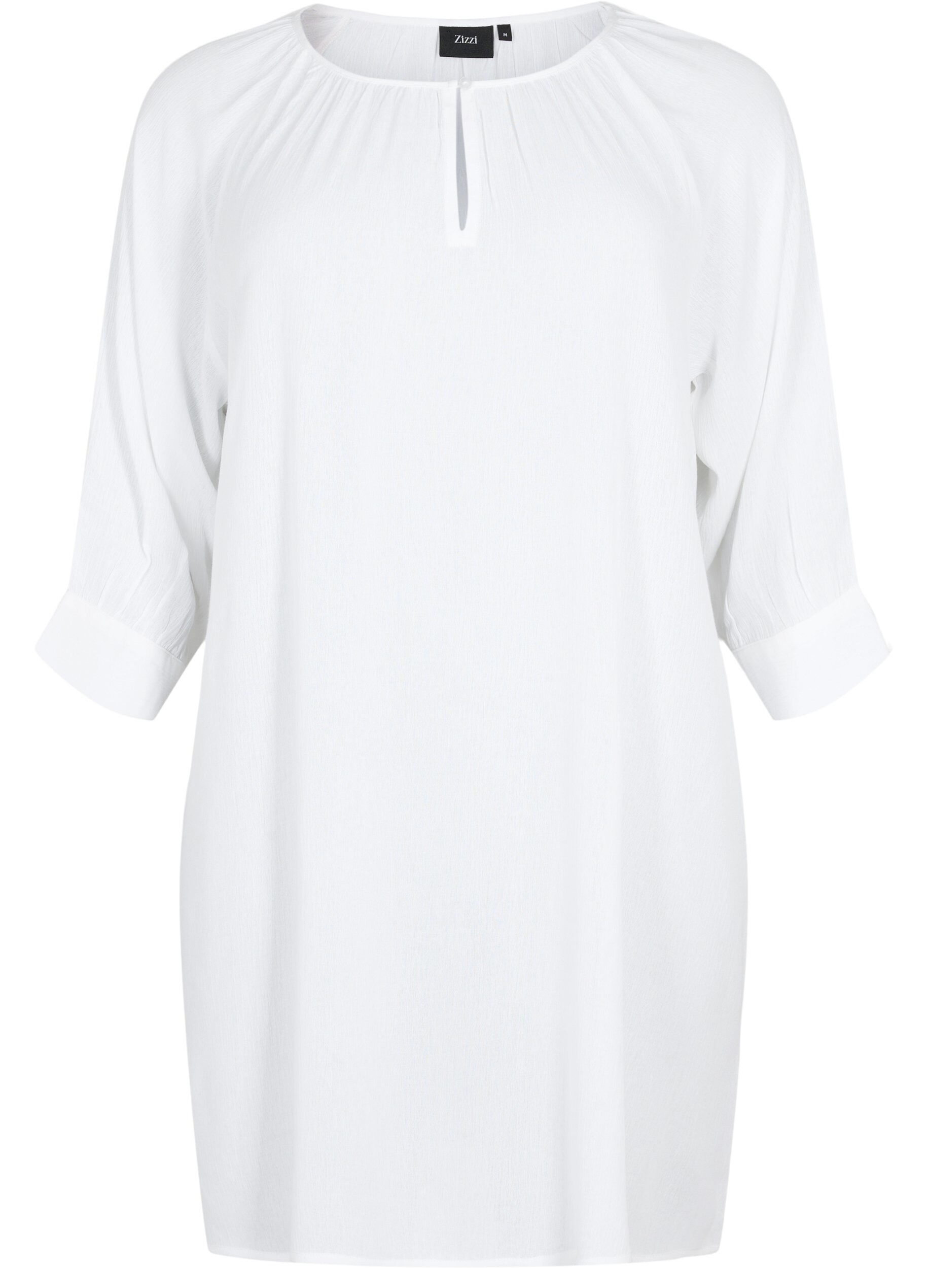Zizzi Tunique en viscose &agrave; manches 3/4, Blanc, Packshot image number 0