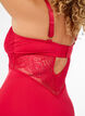 Body avec d&eacute;tails en dentelle et satin, Rouge, Model image number 3