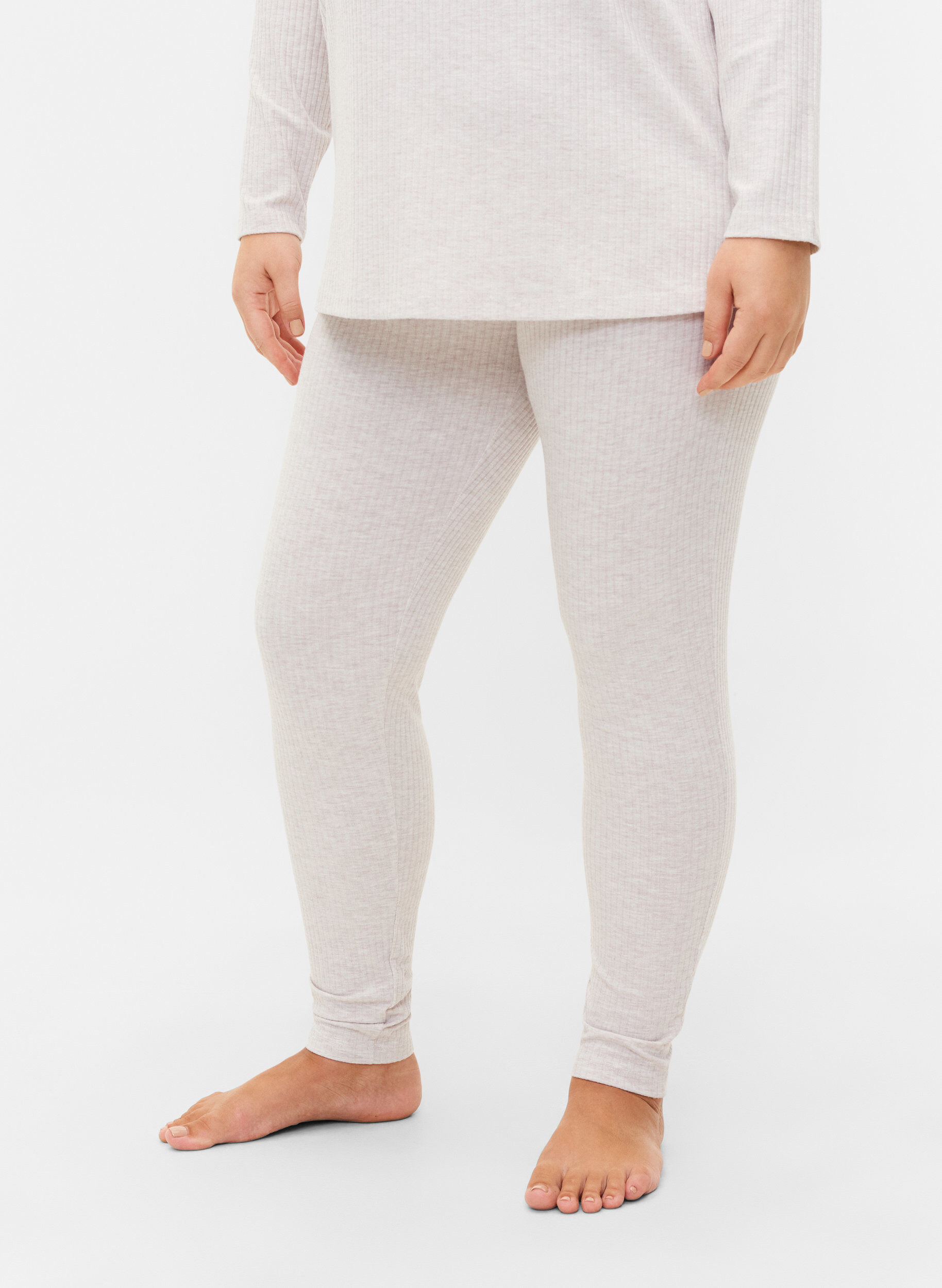 Zizzi Pantalon ajust&eacute; c&ocirc;tel&eacute;, Natural M&eacute;lange, Model image number 1