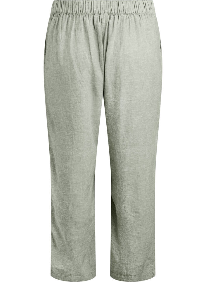 Pantalon ample en lin et viscose, Vert, Packshot image number 1