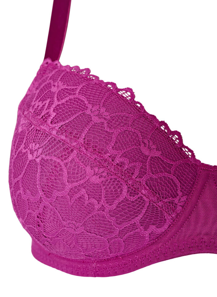 Soutien-gorge rembourr&eacute; avec dentelle et armatures, Violet, Packshot image number 2