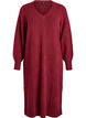 Robe en maille &agrave; manches longues et col V, Bordeaux, Packshot image number 0