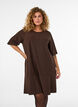 Robe courte coupe &eacute;vas&eacute;e avec des rayures paillet&eacute;es, Marron, Model image number 0