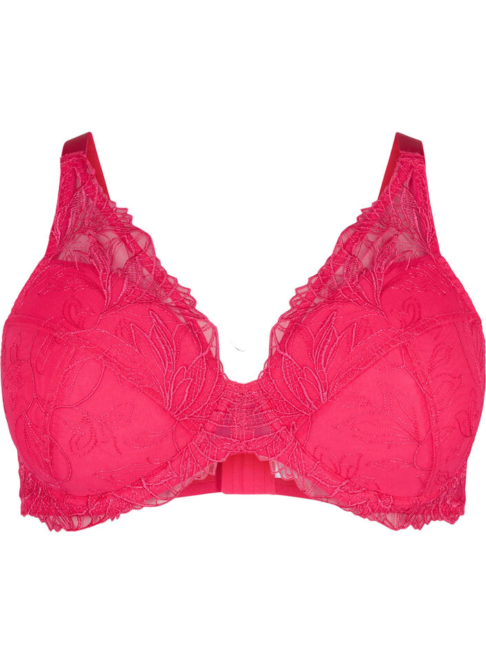 Soutien-gorge en dentelle rembourré avec armature, Rose, Packshot image number 0