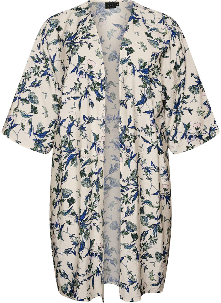 Kimono en viscose avec manches 3/4, Bleu, Packshot image number 0