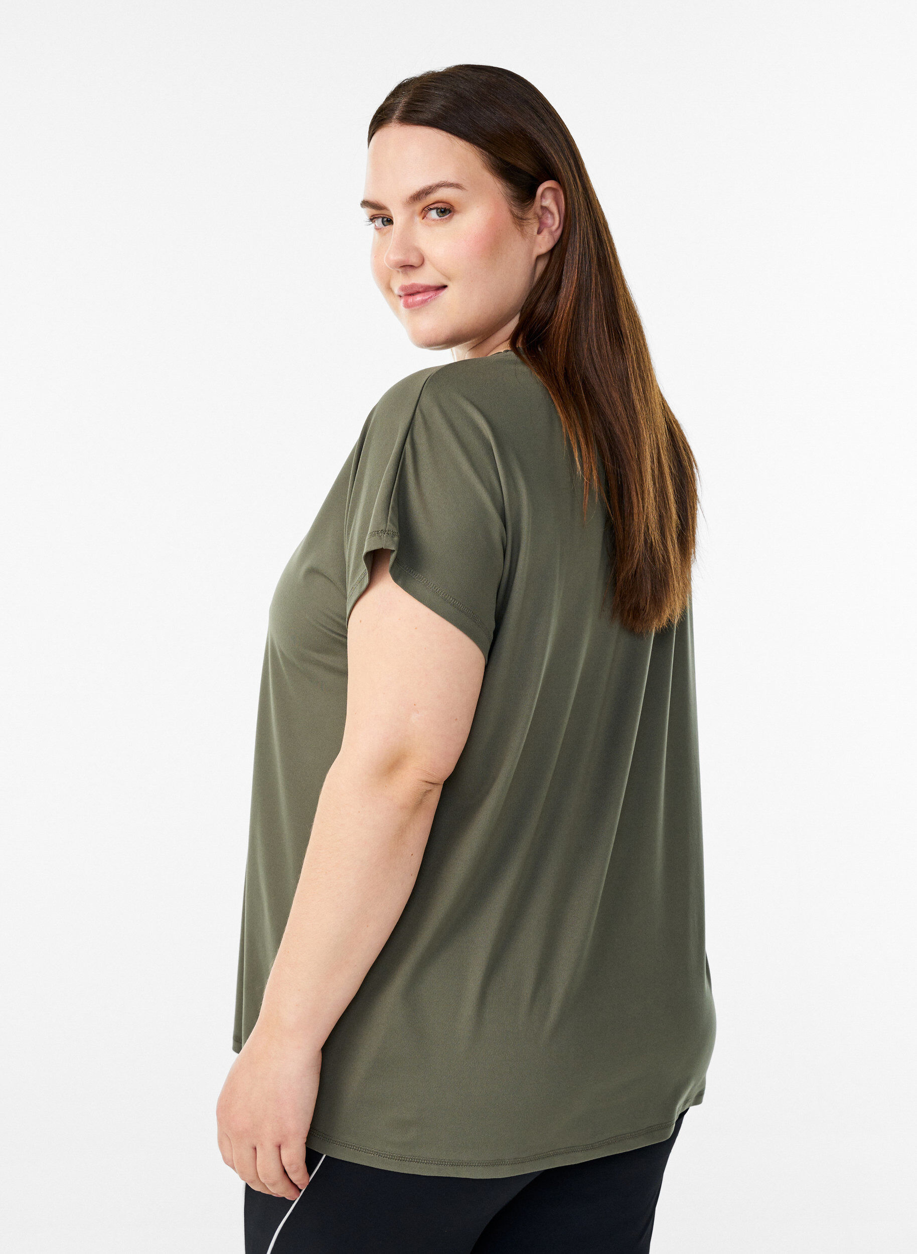 ZizziT-shirt de sport couleur unie, Vert, Model image number 2