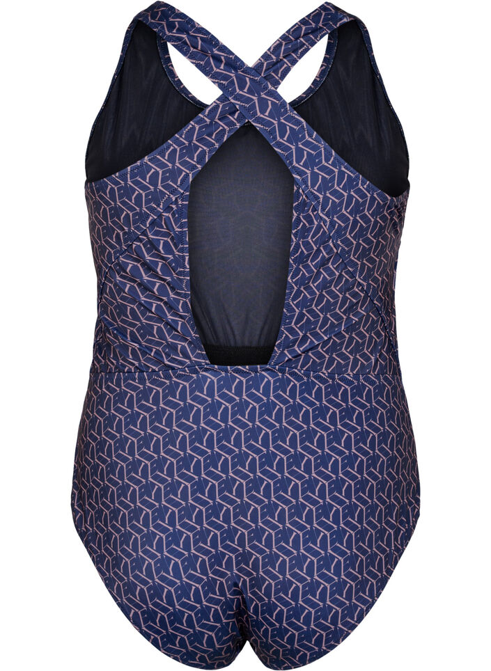 Maillot de bain avec imprimé et dos croisé, Text Print, Packshot image number 1