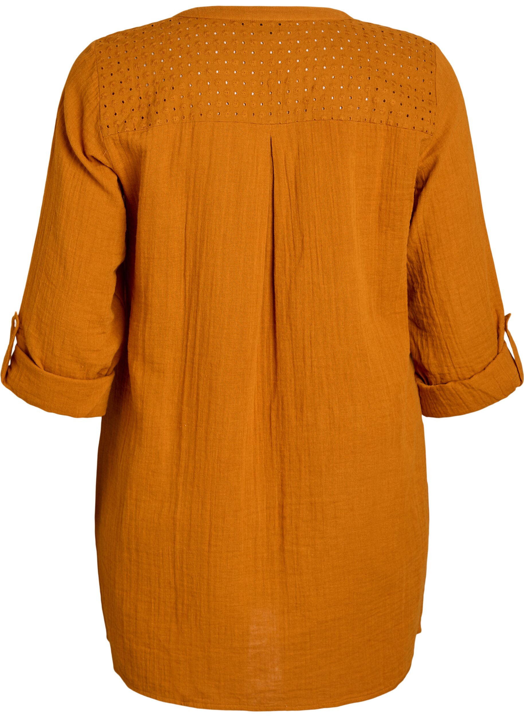 Zizzi Tunique en mousseline de coton avec broderie anglaise, Orange, Packshot image number 1