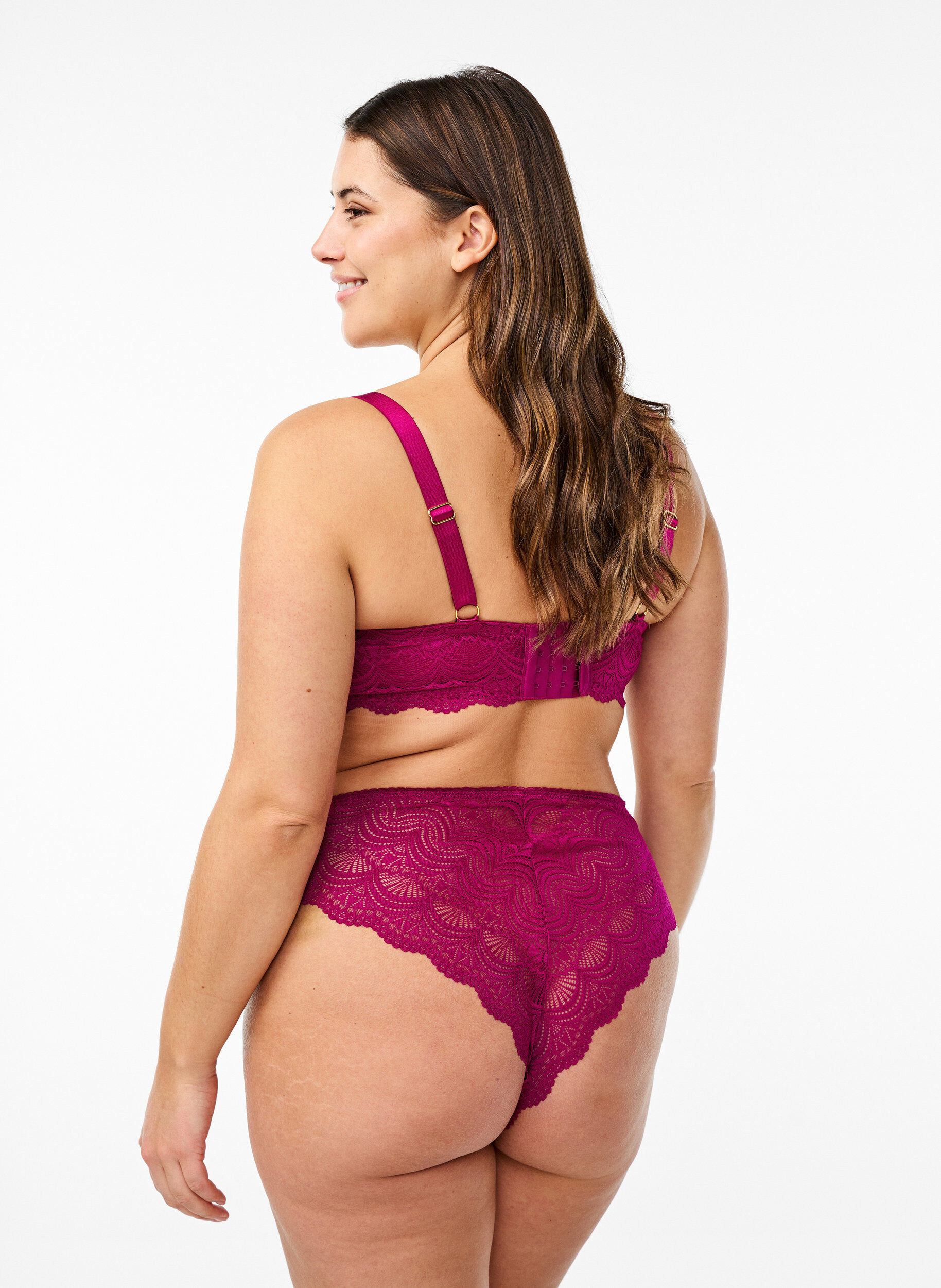 Zizzi Slip br&eacute;silien en microfibre avec dentelle, Boysenberry, Model image number 1