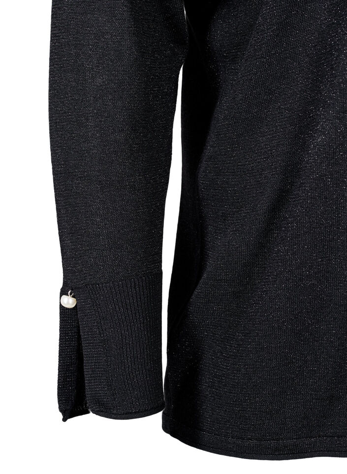 Blouse en tricot de viscose scintillante, Black w. DTM Lurex, Packshot image number 3