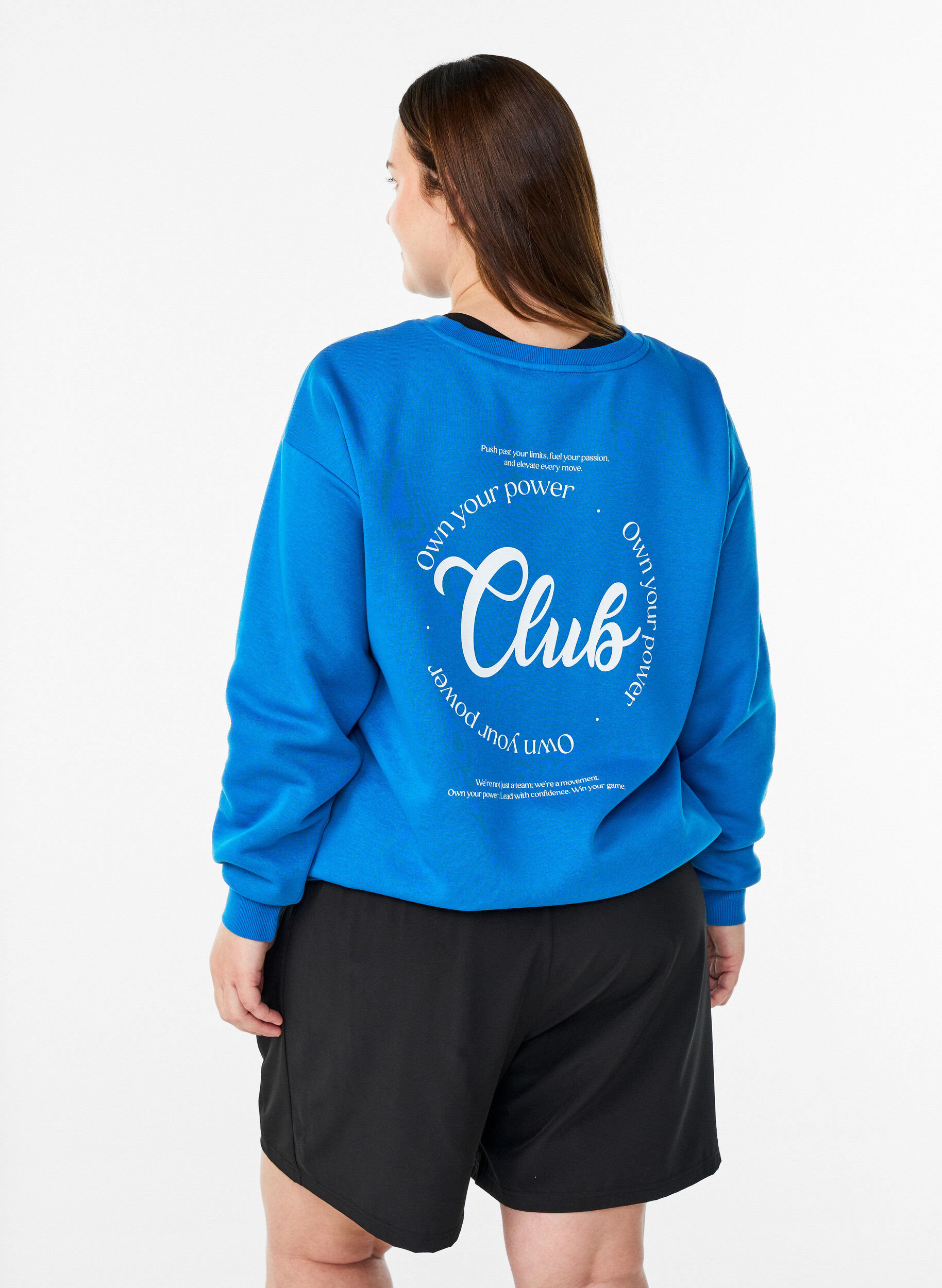 ZizziSweatshirt avec imprim&eacute; texte, Bleu, Model image number 2