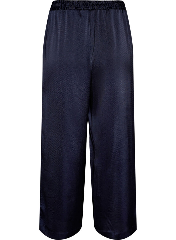 Pantalon aspect satin &agrave; jambes larges et droites, Bleu, Packshot image number 1