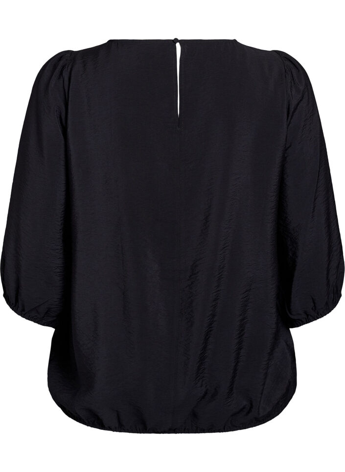 Blouse avec manches 3/4 et d&eacute;tails en dentelle, Noir, Packshot image number 1