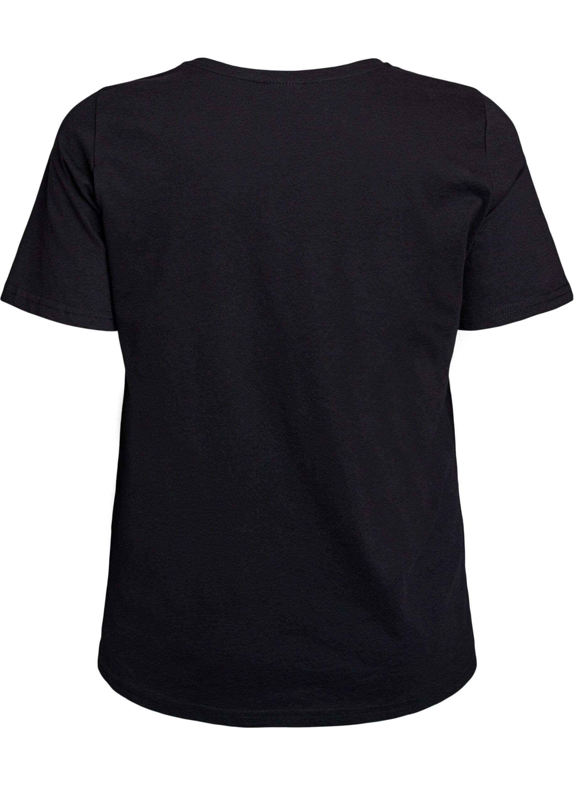 Zizzi T-shirt imprim&eacute;, Noir, Packshot image number 1
