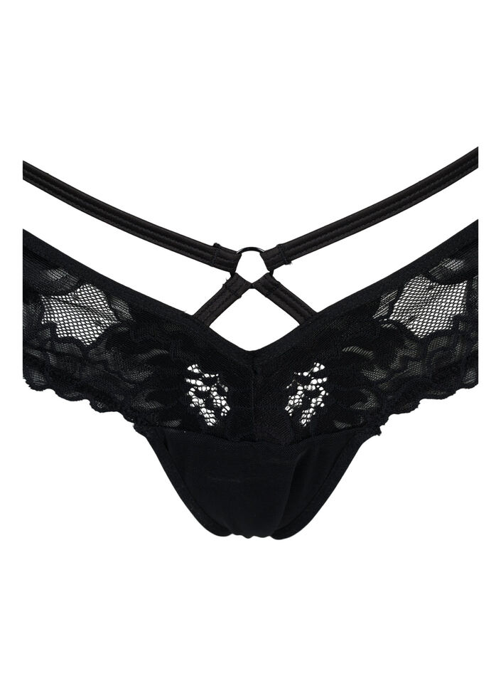 String en dentelle avec détails, Black, Packshot image number 2