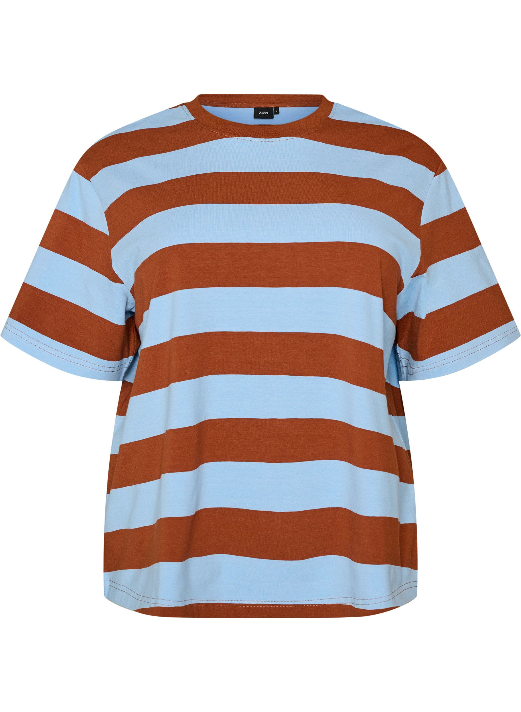 T-shirt oversize &agrave; rayures et manches 1/2
