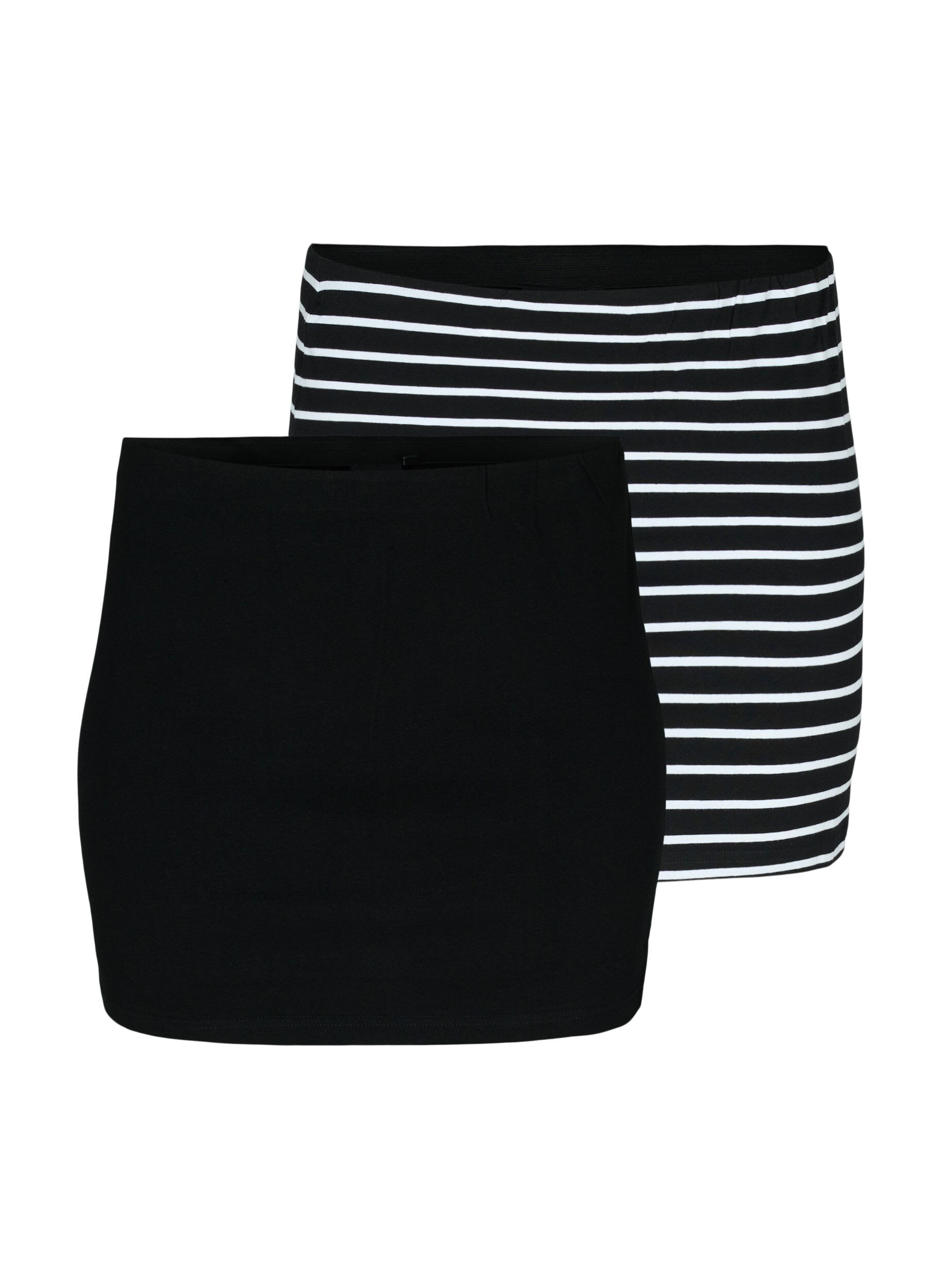 Zizzi Extension de tops 2-pack, Black/Black Stripe, Packshot image number 0
