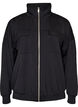 Cardigan en jersey avec fermeture &eacute;clair et col montant, Noir, Packshot image number 0
