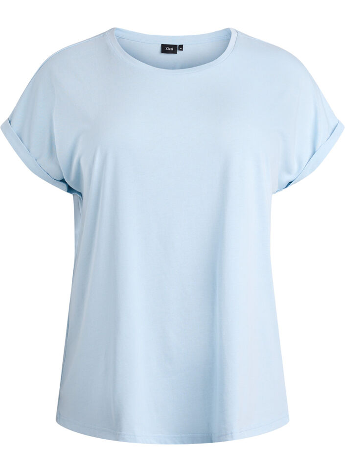 T-shirt &agrave; manches courtes en coton m&eacute;lang&eacute;, Bleu Clair, Packshot image number 0