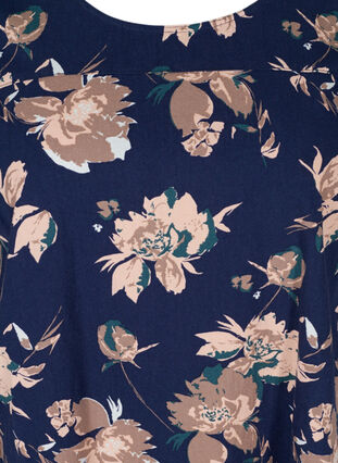 Robe en coton imprimé à manches courtes, Blue Flower , Packshot image number 2