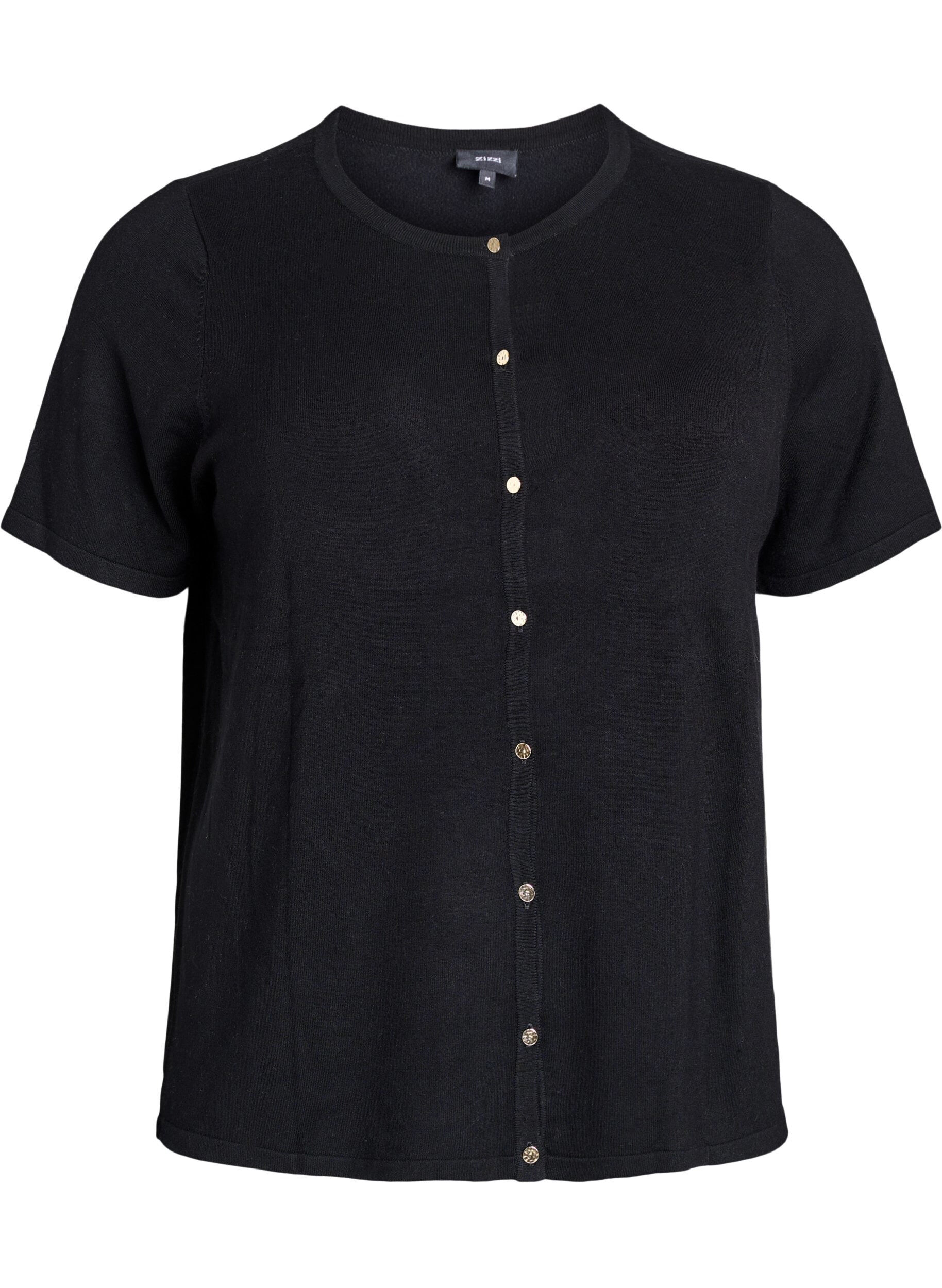 Zizzi Cardigan en maille &agrave; manches courtes en viscose, Noir, Packshot image number 0