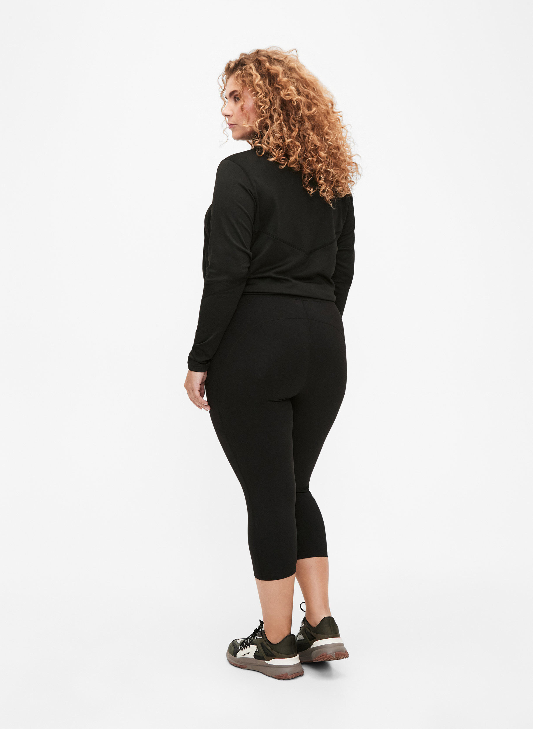 Zizzi Leggings de sport longueur 3/4 avec poches, Black, Model image number 1