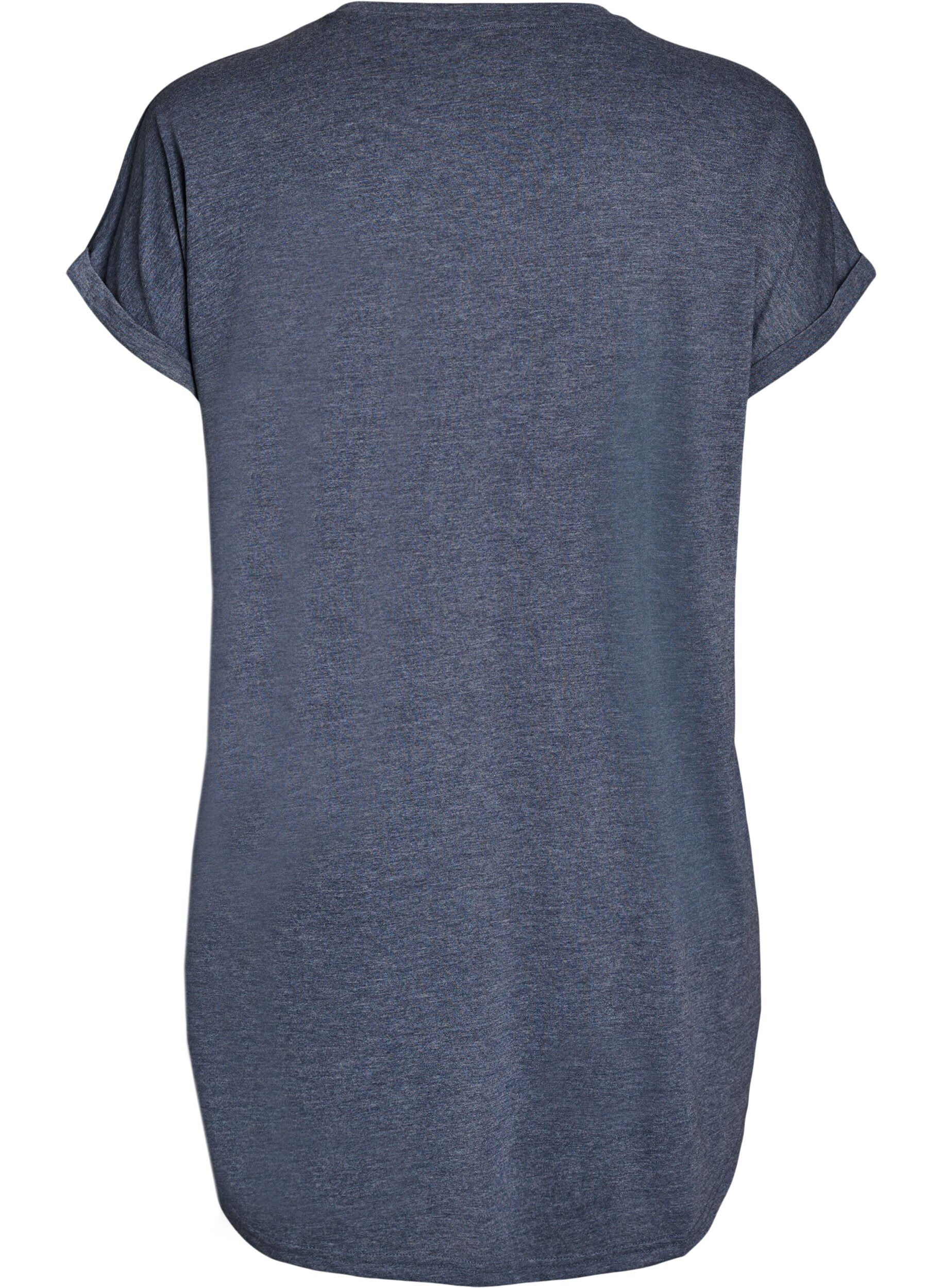 ZizziChemise de nuit &agrave; manches courtes avec imprim&eacute; de texte, Gris bleut&eacute;, Packshot image number 1