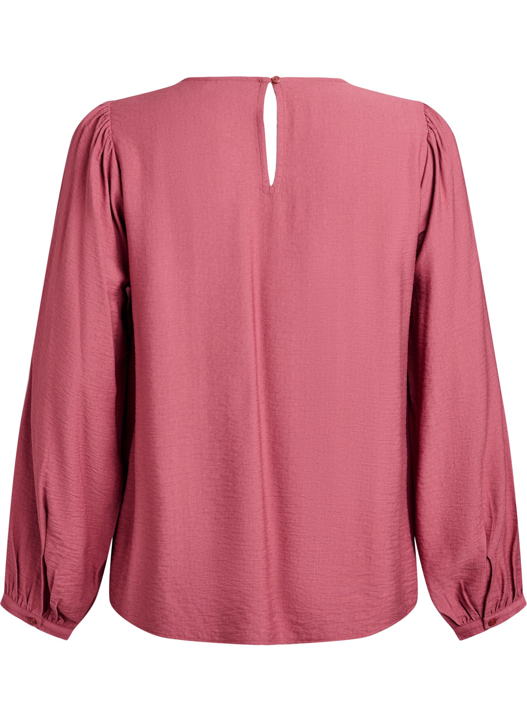 Zizzi Blouse en viscose &agrave; manches longues, Rose, Packshot image number 1