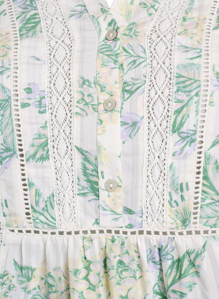 Blouse imprim&eacute;e &agrave; manches 1/2, Blanc, Packshot image number 2