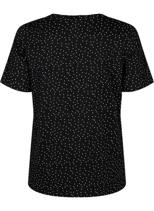 T-shirt à pois en coton biologique	, Black w. White Dot, Packshot image number 1