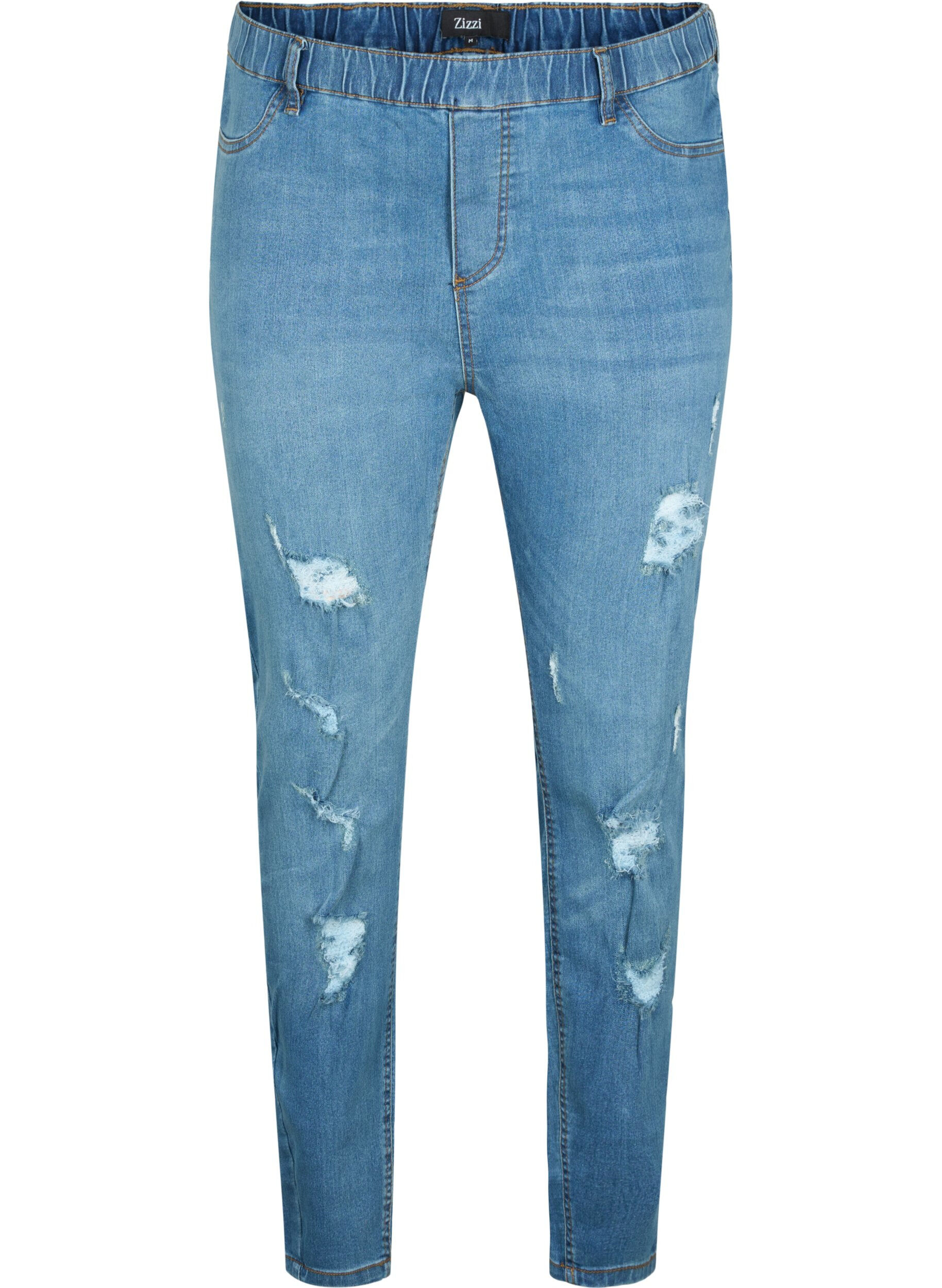 Zizzi Jeggings avec d&eacute;chirures, Blue denim, Packshot image number 0