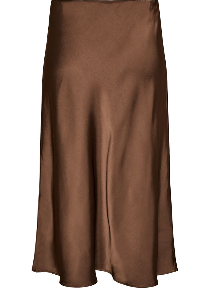 Jupe midi en satin, Marron, Packshot image number 1