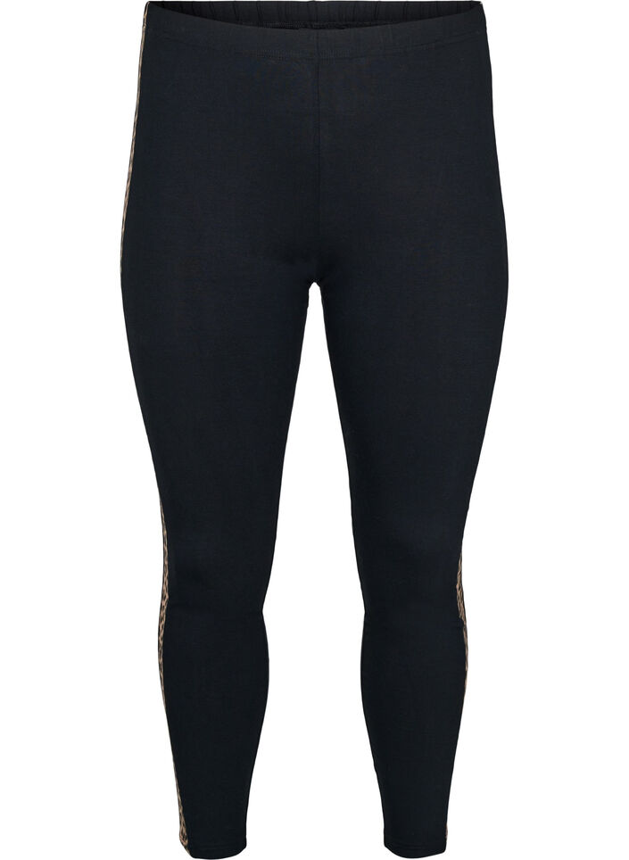 Legging en viscose à rayures imprimé léopard, Black W. Leo, Packshot image number 0