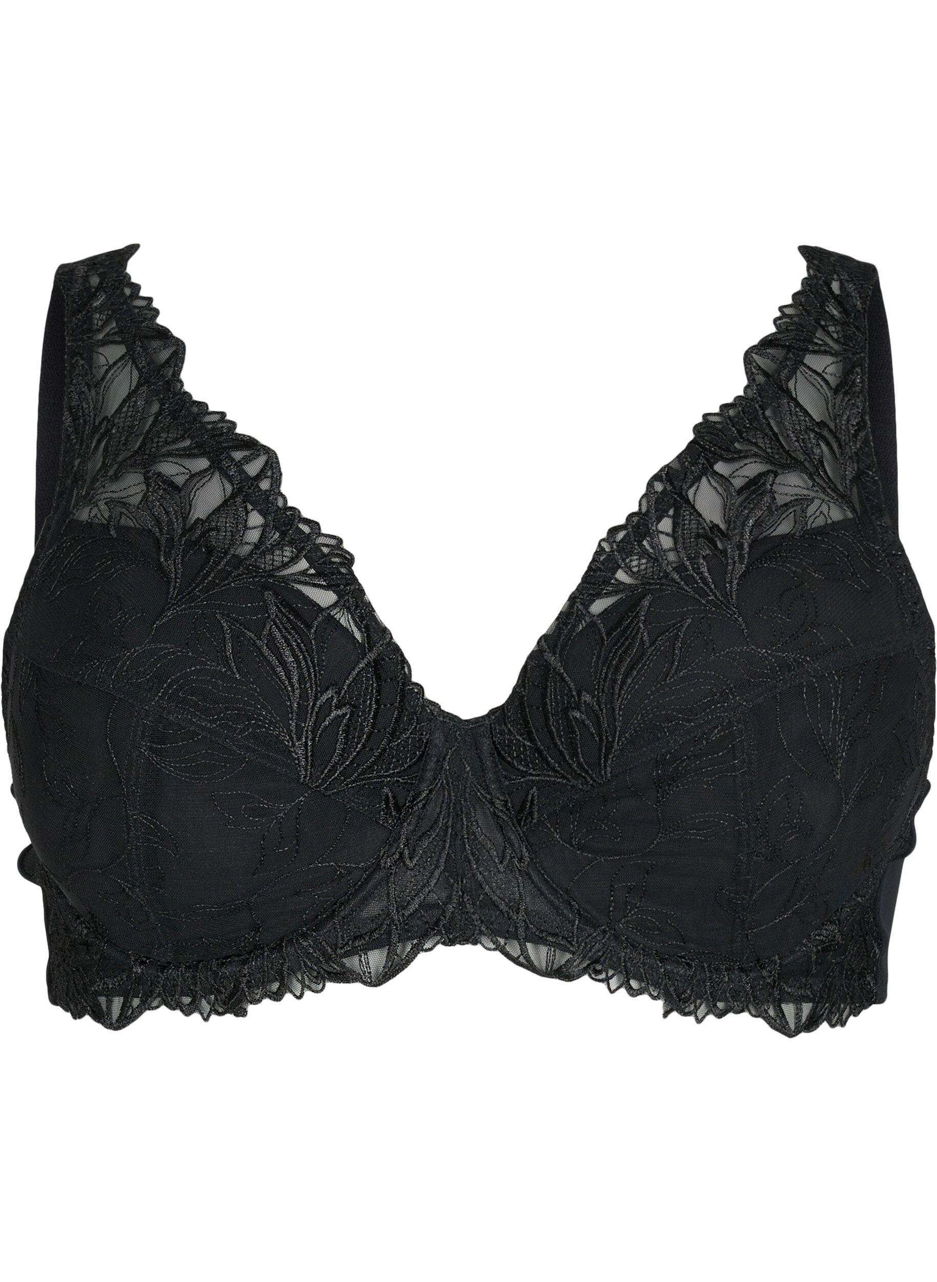 Zizzi Soutien-gorge en dentelle rembourr&eacute; avec armature, Black, Packshot image number 0