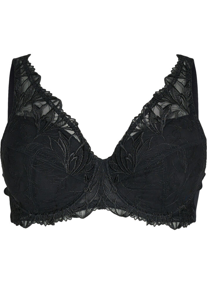 Soutien-gorge en dentelle rembourré avec armature, Black, Packshot image number 0