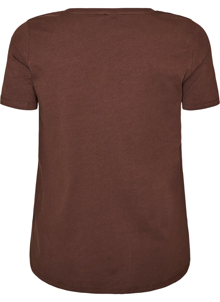 T-shirt en coton uni basique, Marron, Packshot image number 1