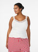 Top en viscose avec bord en dentelle, Vanille, Model image number 0