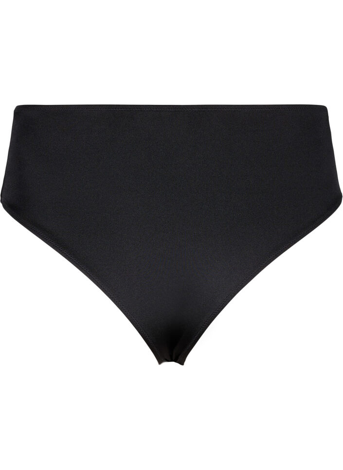 Bas de bikini de couleur unie avec taille r&eacute;guli&egrave;re, Noir, Packshot image number 1