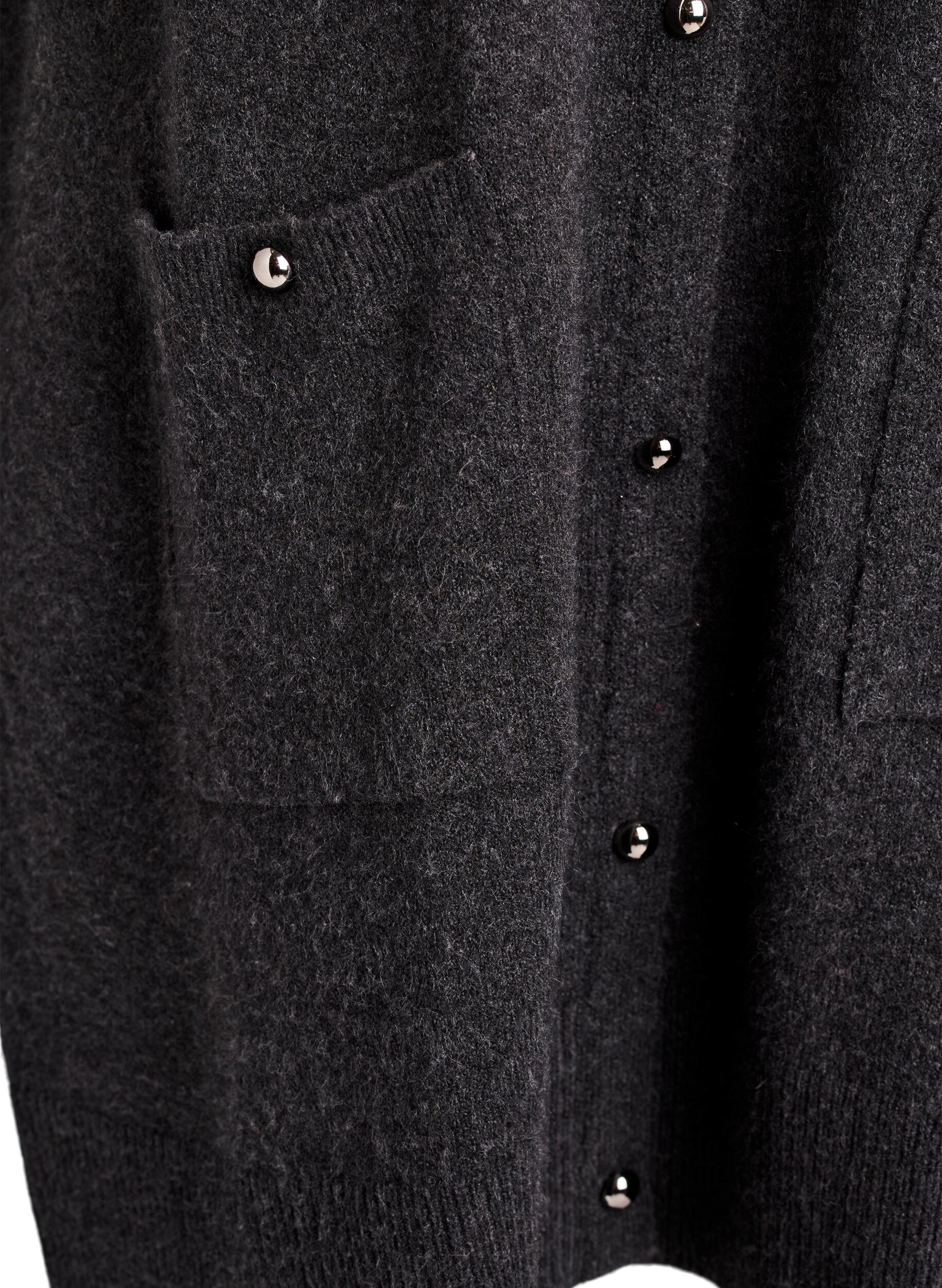 Zizzi Robe courte en maille avec manches courtes et boutons boule, Gris anthracite, Packshot image number 3