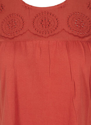 Blouse manches courtes avec broderie anglaise, Burnt Henna, Packshot image number 2
