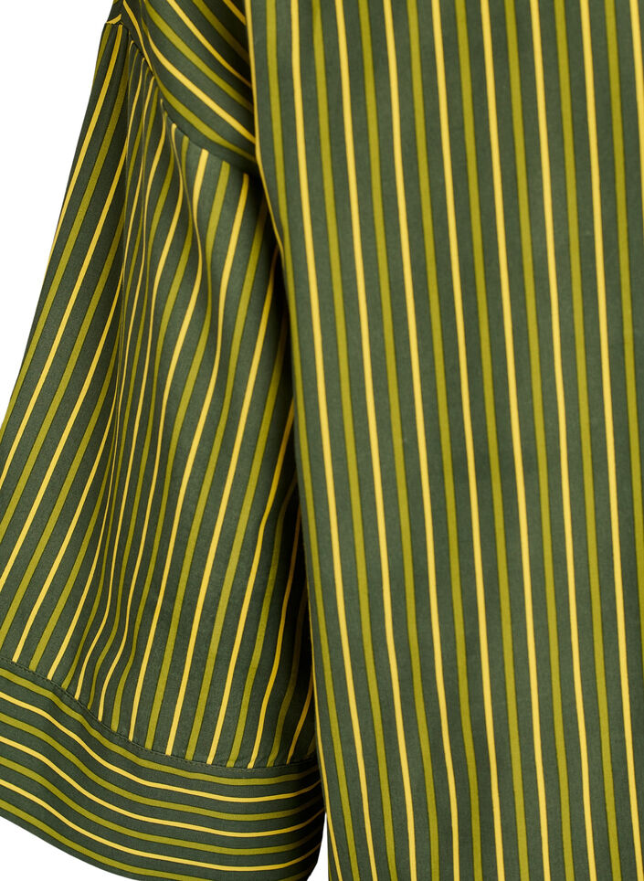 Chemise ample &agrave; rayures avec manches 3/4, Vert, Packshot