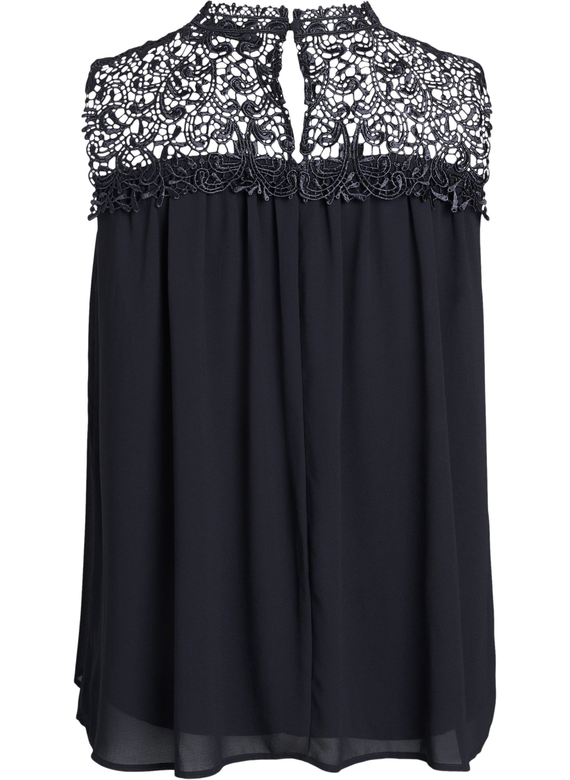 Zizzi Haut de f&ecirc;te sans manches avec crochet, Noir, Packshot image number 1